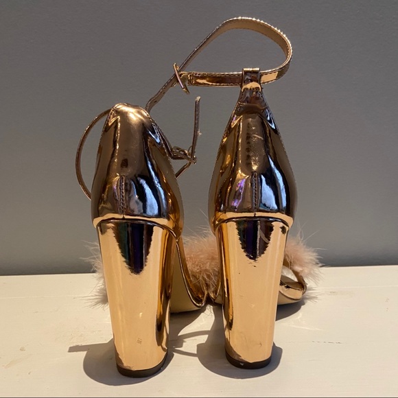 Rose Gold Fuzzy Heels - Picture 4 of 4